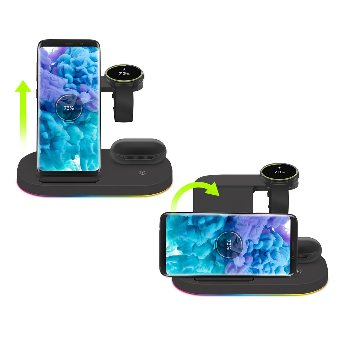 Telefón je možné nabíjať v horizontálnej a vertikálnej polohe