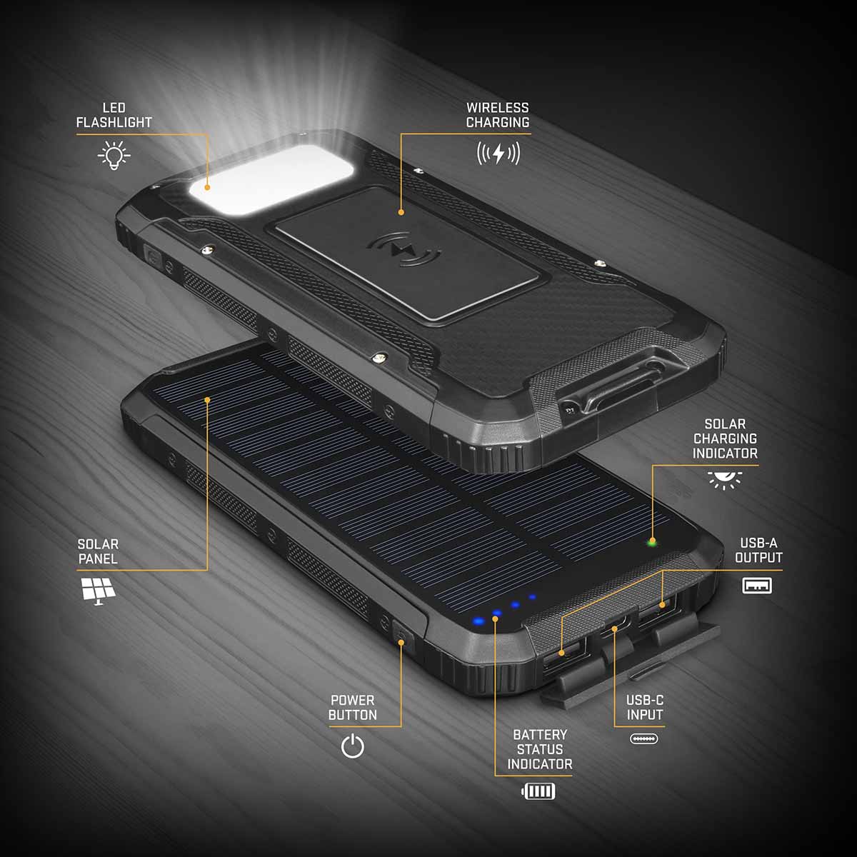 Solárna powerbanka s kapacitou 10 000 mAh a množstvom funkcií