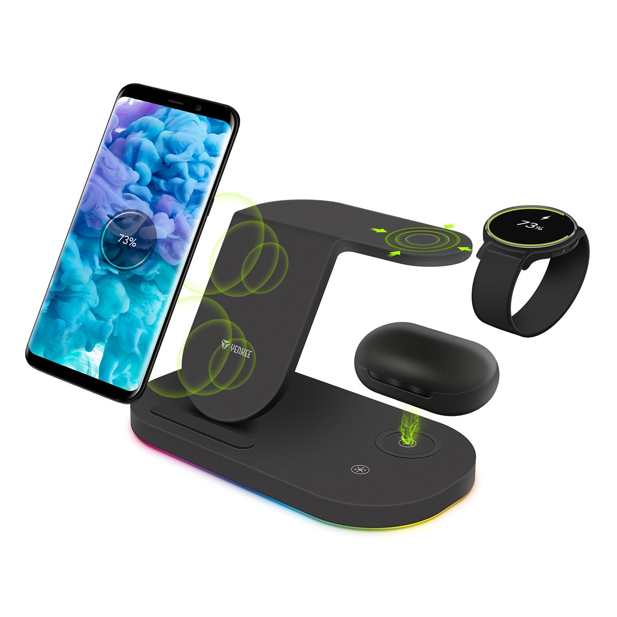 Nabíjanie 3 v 1 (mobilný telefón, Samsung Watch, bezdrôtové slúchadlá)